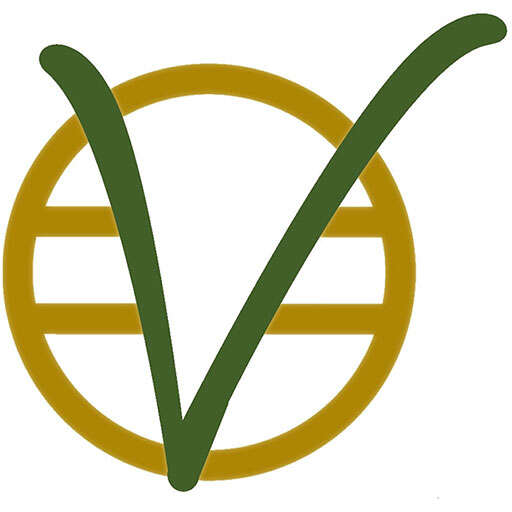 A green check mark over a gold globe symbol.