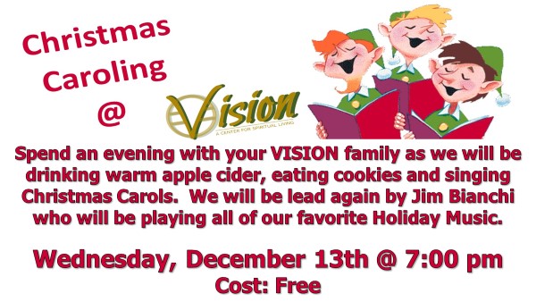 Christmas caroling event at Vision with music, cookies, and warm cider. Christmas caroling event at Vision with music, cookies, and warm cider.