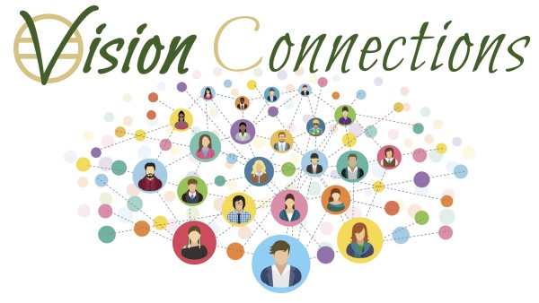 Illustration of a diverse network of people under the title ‘Vision Connections’. Illustration of a diverse network of people under the title 'Vision Connections'.