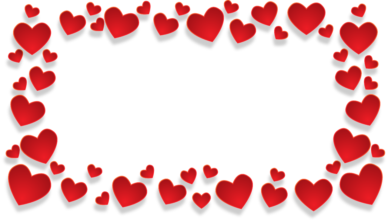 A frame made of red hearts on a transparent background. A frame made of red hearts on a transparent background.