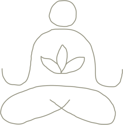 Minimalist line drawing of a person meditating with a leaf motif on the chest. Minimalist line drawing of a person meditating with a leaf motif on the chest.